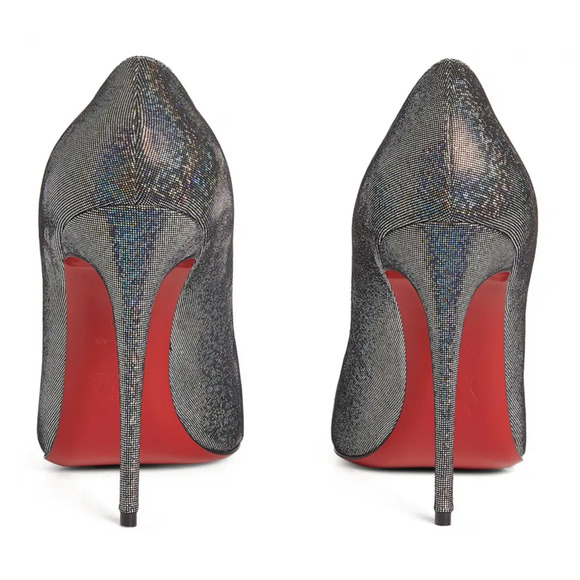 Christian Louboutin Kate 100 Silver Suede Disco Stiletto Pointed Heel Pump 40 - Picture 10 of 12